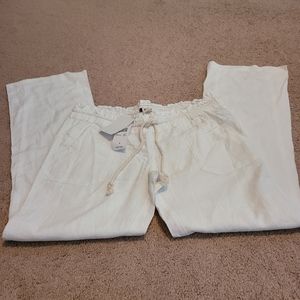 NWT Roxy oceanside pant size M white Linen pants
